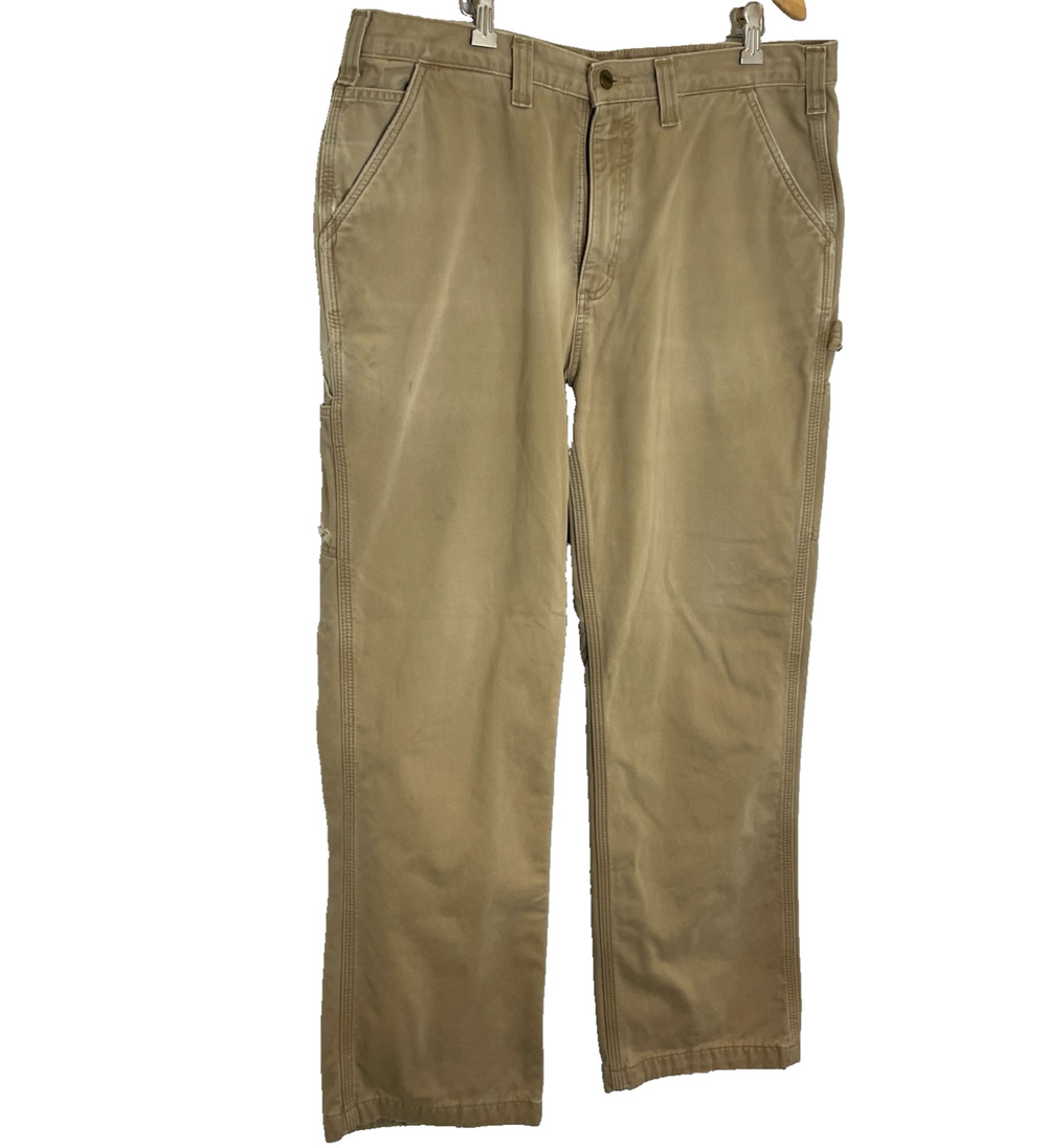 Men's 36" x 30" Carhartt Tan Flannel Lined Straight Carpenter Pants